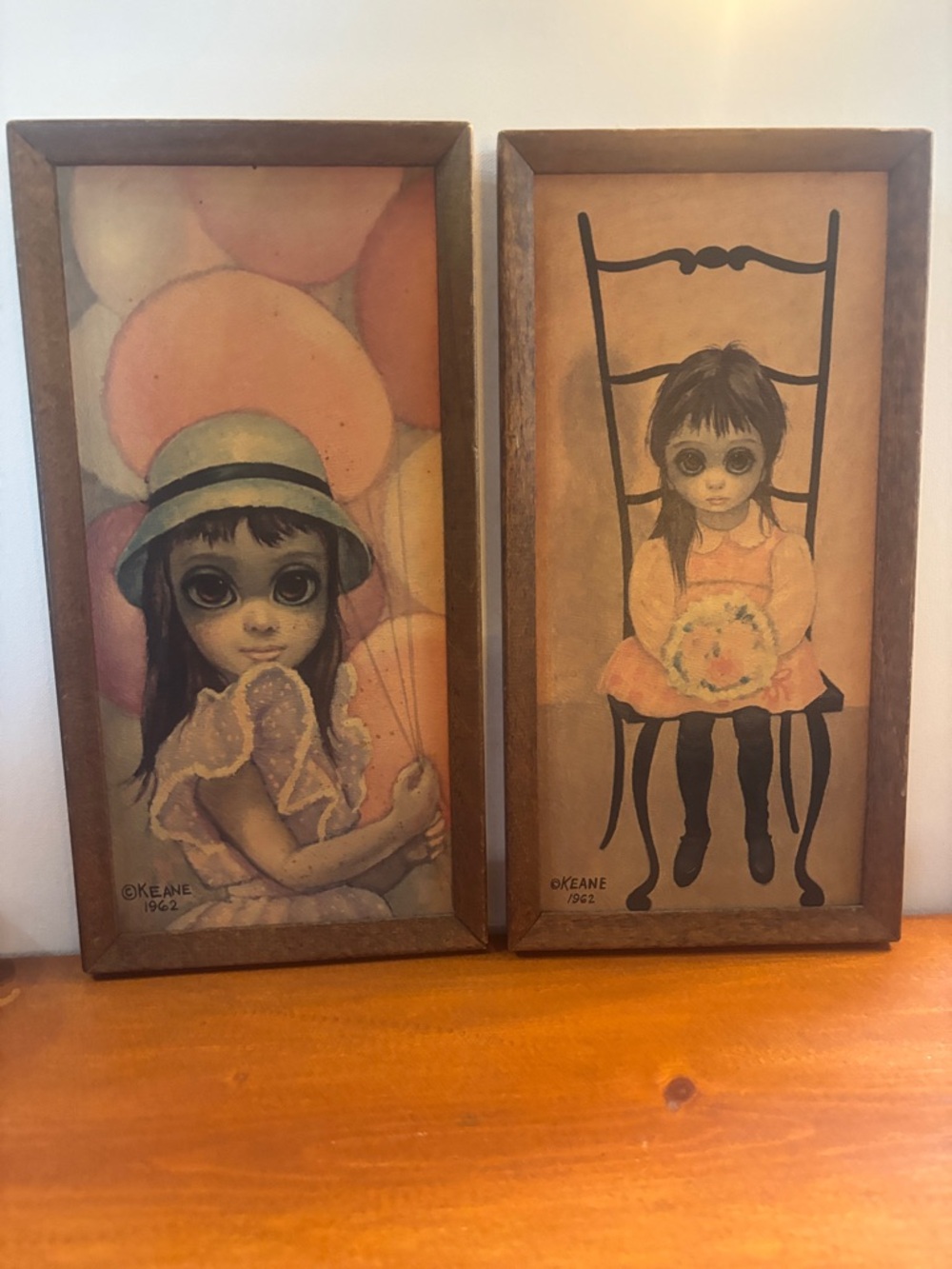 Vintage Big Eyed Girl Art Prints by Keane - Set of 2